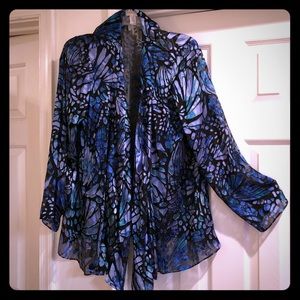 Chico’s Black/Blue Burnout Jacket, Size is 3!